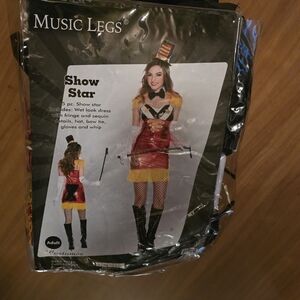 Music Legs Show Star Women's Costume - Red and Gold XL